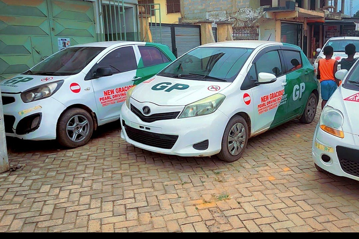 Training cars lined up outside the academy